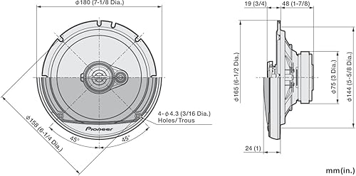 Miniatura 6 de Pioneer A-Series TS-A1671F - Altavoces coaxiales de audio para automóvil de 3 vías, rango completo, calidad de sonido clara, fácil instalación y