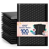 GSSSUSA Bubble Mailers 4x8 Inch 100 Pack Padded Envelopes Usable Size 4x7 Inch Shipping Envelopes Self Seal Small Packaging Shipping Bags for Mailing Jewelry, Small Business, Black