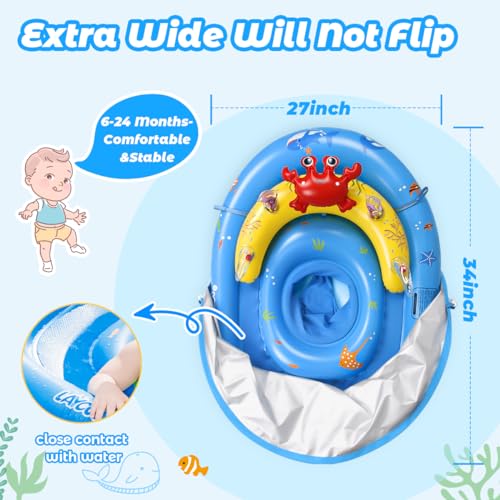 image for LAYCOL Baby Pool Float with UPF50+ Sun Protection Canopy & Toy Play Co