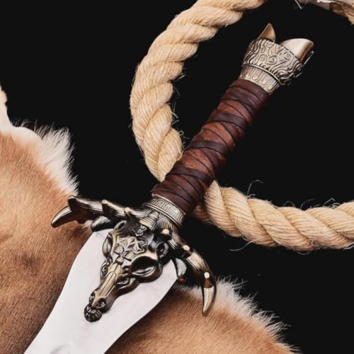 HandSmith Conan the Barbarian Fathers Sword | Handmade 40 Conan Atlantean Sword with Leather Sheath 1095 Carbon Steel Brass Fittings