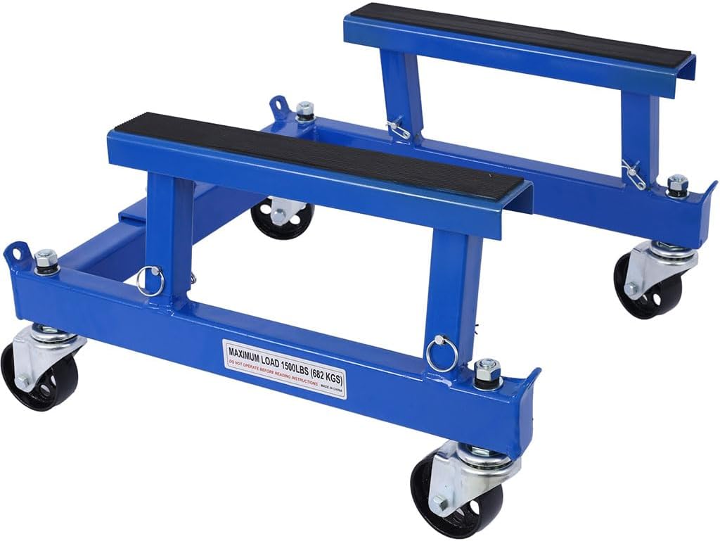 Motorcycle Lift, ATV Motorcycle Engine Cradle Dolly 1500lbs, Heavy Duty Racks for Motorcycle Maintenance with 4 Swivel Casters Engine Stand for Dirt Bike ATV for Vehicle Maintenance,Blue