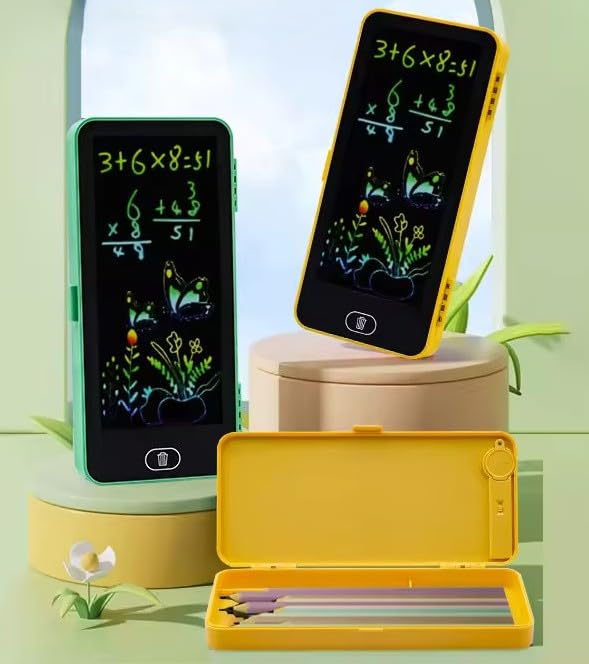 Image of Goyal's LCD Drawing Pen Case for Kids | 2-in-1 Digital Slate & Stationery Box | Eye Protection Screen, One-Key Erase, Lock Button | Educational & Creative LED Drawing Pencil Box for Boys & Girls