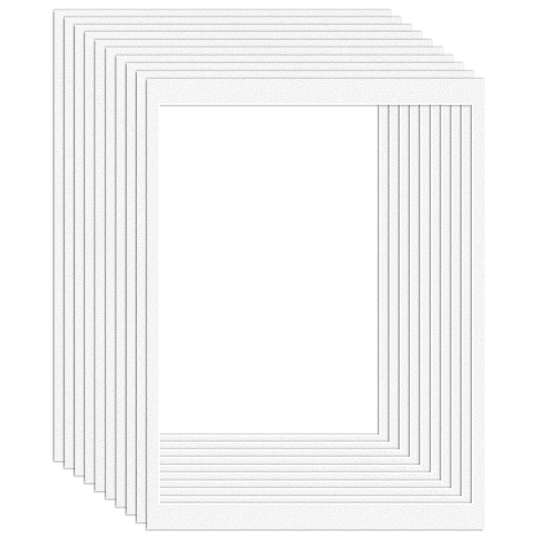 Procut Global 12x16" White Picture Mounts Board to Fit 14x11" Aperture Size - Photo Mount Card Ideal for Prints, Artwork, Crafts & Certificates - Sizes & Colors Available - Pack of 10 — image 1