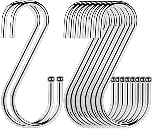 DINGEE Heavy Duty S Hooks,Stainless Steel Metal S Hooks for Hanging Pots and Pants,Can with Stand up...