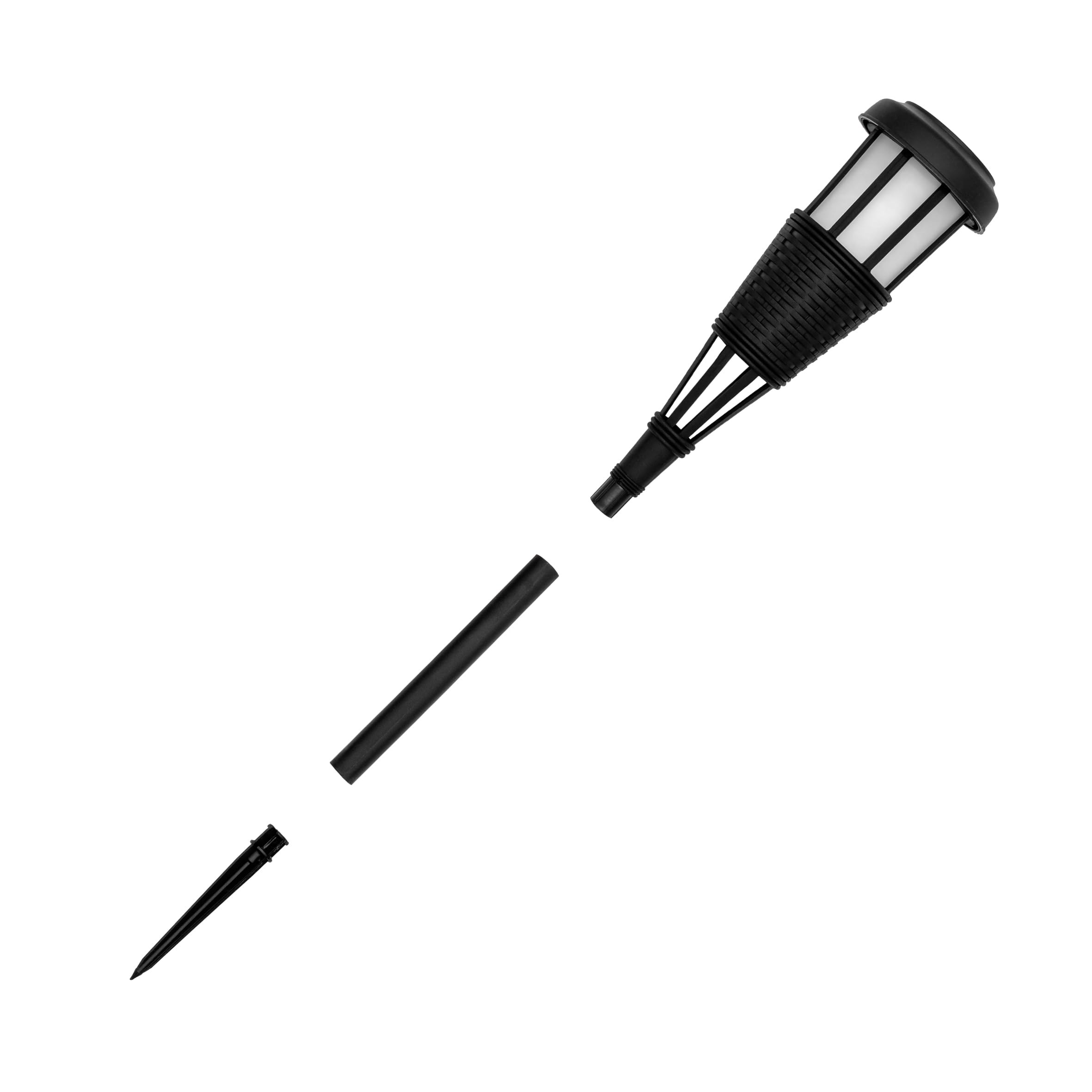 Spetebo LED Solar Gartenfackel in Rattan Optik - 12er Set - Solarleuchte 48 x 10 cm mit Flackereffekt - Garten Deko Beleuchtung Gartenstecker Beetstecker Gewegleuchte mit Flammen Effekt