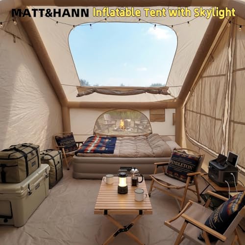Image of Inflatable Glamping Tent for Family Camping, 4-6 Person Air Tent w /Skylight