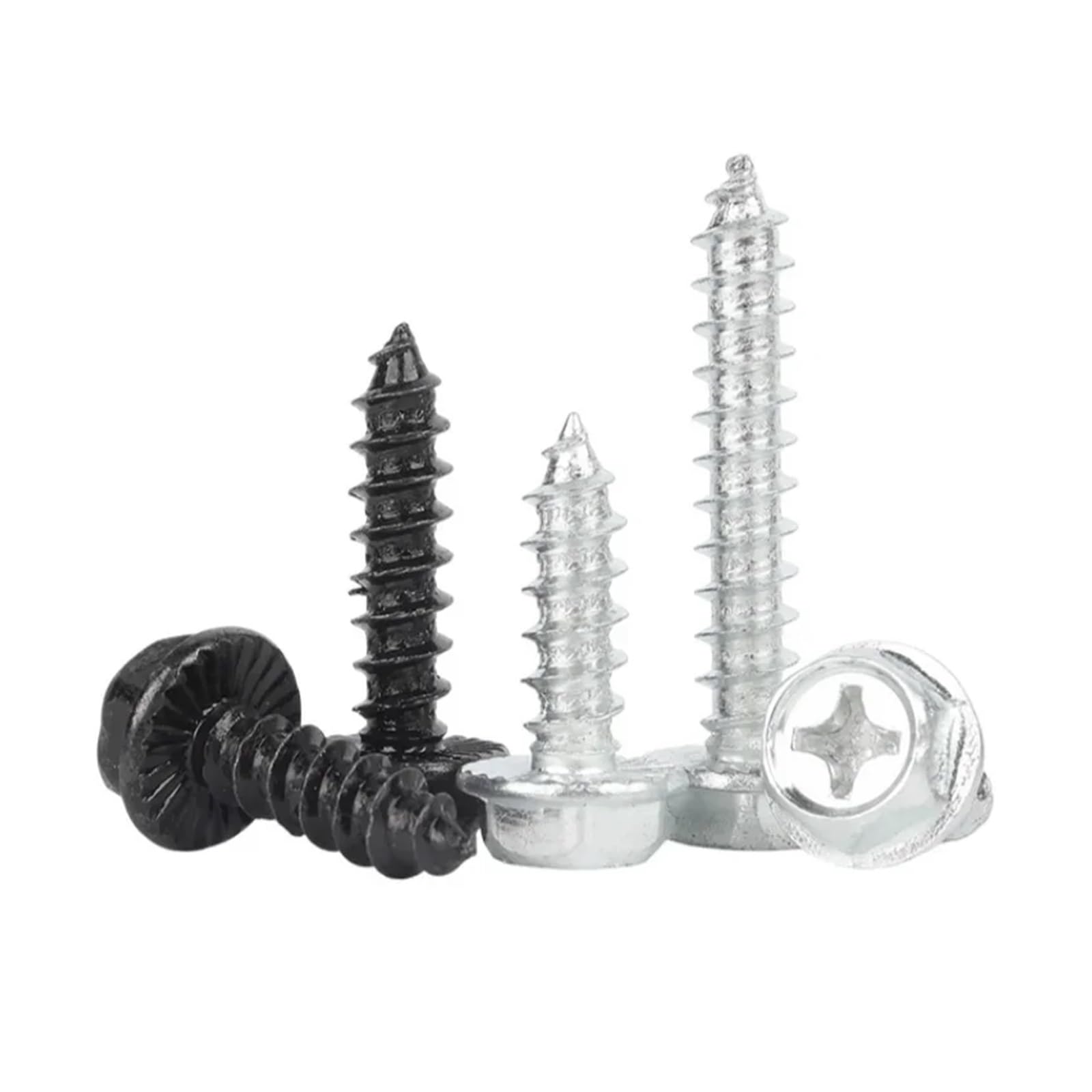 Viti autofilettanti for legno con flangia esagonale esterna in acciaio al carbonio M3 M4 M5 M6 con bulloni a testa esagonale con rondella(White Zinc,M4x45mm(50pcs))