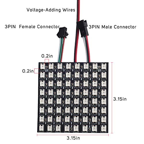 BTF-LIGHTING WS2812B ECO RGB Alloy Wires 5050SMD Individual Addressable 8X8 256 Pixels LED Matrix Panel Flexible FPCB Full Color Works with WLED,SP802E,etc Controllers Image Video Text Display DC5V by BTF-LIGHTING - Used condition - Image 7