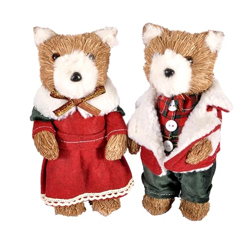 Ciao Christmas Teddy Bear Female (25cm) puppet decoration in natural material and fabric, red, 25 cm - Image 2