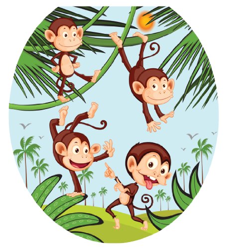 Toilet Tattoos, Toilet Seat Cover Decal,Monkey Business, Size Round