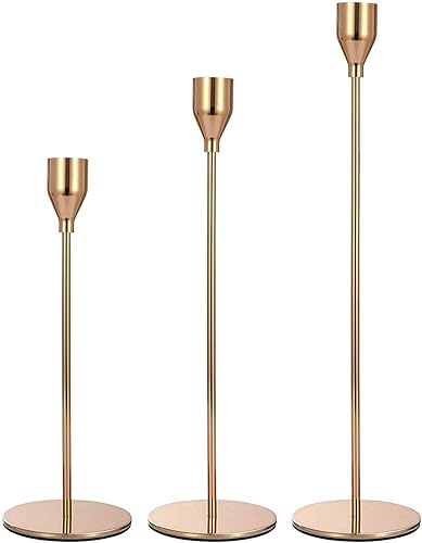 Portavelas cónicos dorados de diferentes tamaños, 33/29/9.4 in, candelabros vintage para decoración del hogar, San Valentín, Navidad, boda, fiesta,