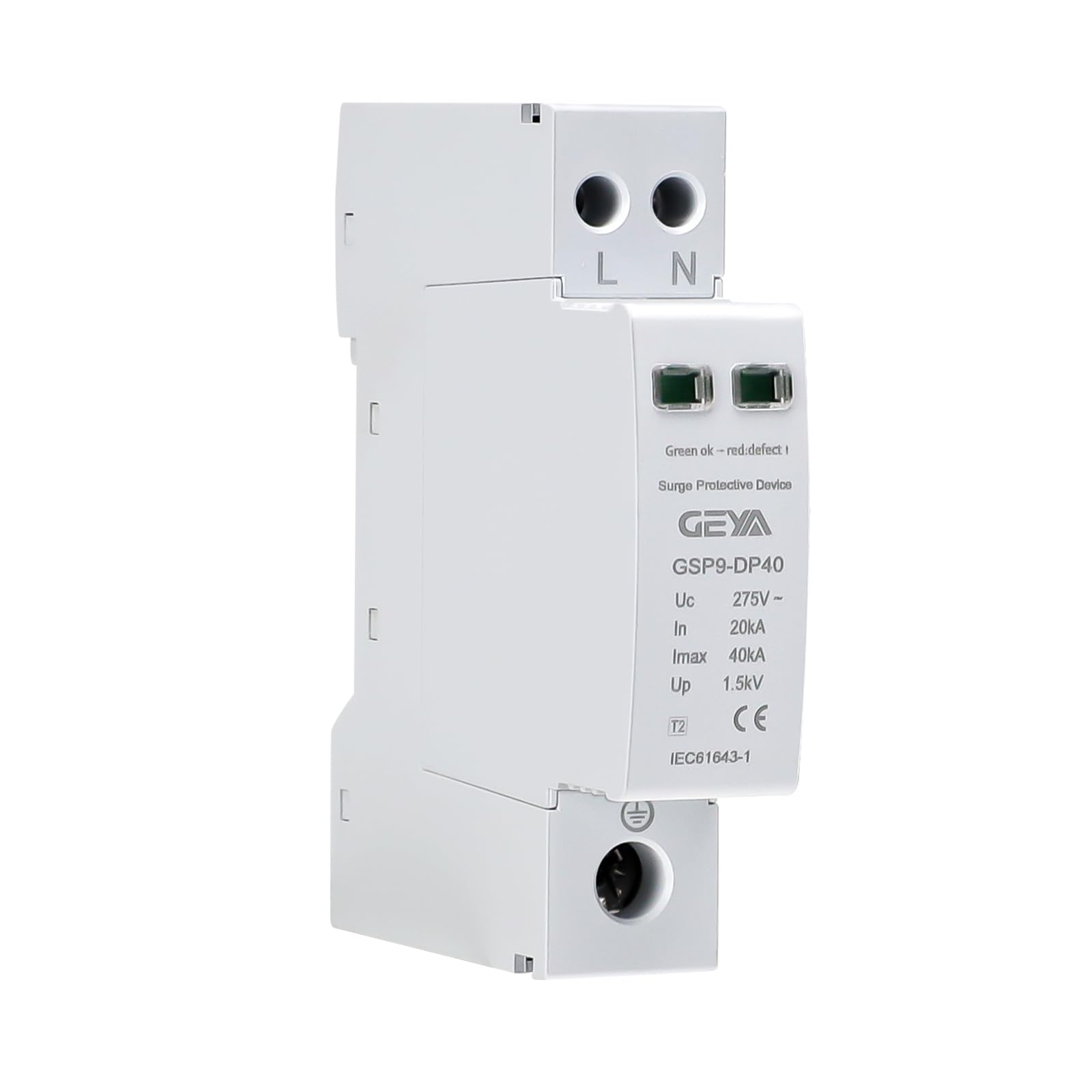 GEYA Dispositivo di scaricatore a bassa tensione SPD 20-40KA 1P+N AC275V