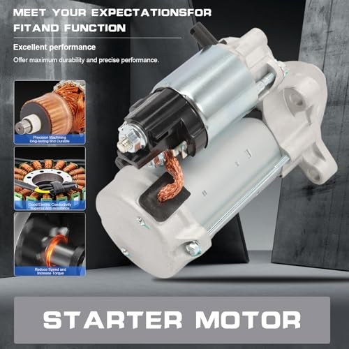 19247 Starter Motor Compatible with Ford Expedition F150 F250 F350 F450 F550 E150 E250 E350 E450 F53 F59 Navigator, Motor de Arranque, V8 4.6L 5.4L 5.0L 6.2L, V10 6.8L, Reemplazo para 438000-0410, DL3Z-11002-AFC miniatura 4