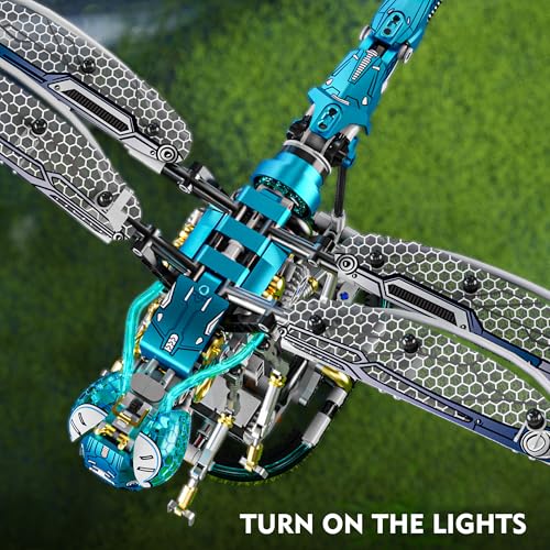 Loyratche Mechanical Dragonfly Building Blocks for Adults, Insect Animal World Model with LED Light & Display Stand, Educational STEM Toys for Teens 14+ and Adult Home or Office Décor (866PCS) by Loyratche - Used condition - CA$34.01
