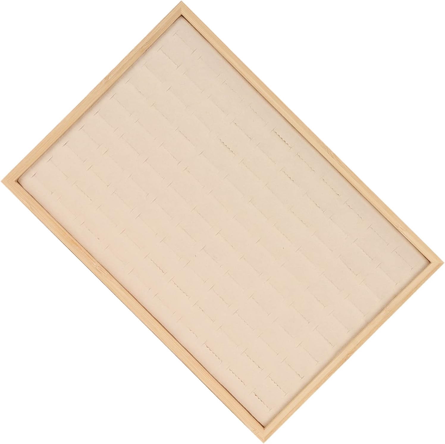 Yctze Jewelry Drawer Organizer with 100 Grids - Multipurpose Velvet and Bamboo Ring Drawer Storage Insert for Jewelry Stores and Trade Shows (Beige)
