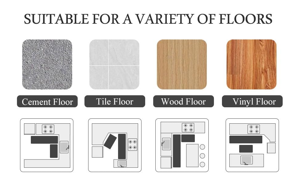 Image of Yagzon Anti Fatigue Kitchen Rug Sets 2 Piece Non Slip Mats for Floor Cushioned Rugs & Mats Waterproof Comfort Standing Mat Runner for Kitchen,Home Office,Sink,Laundry