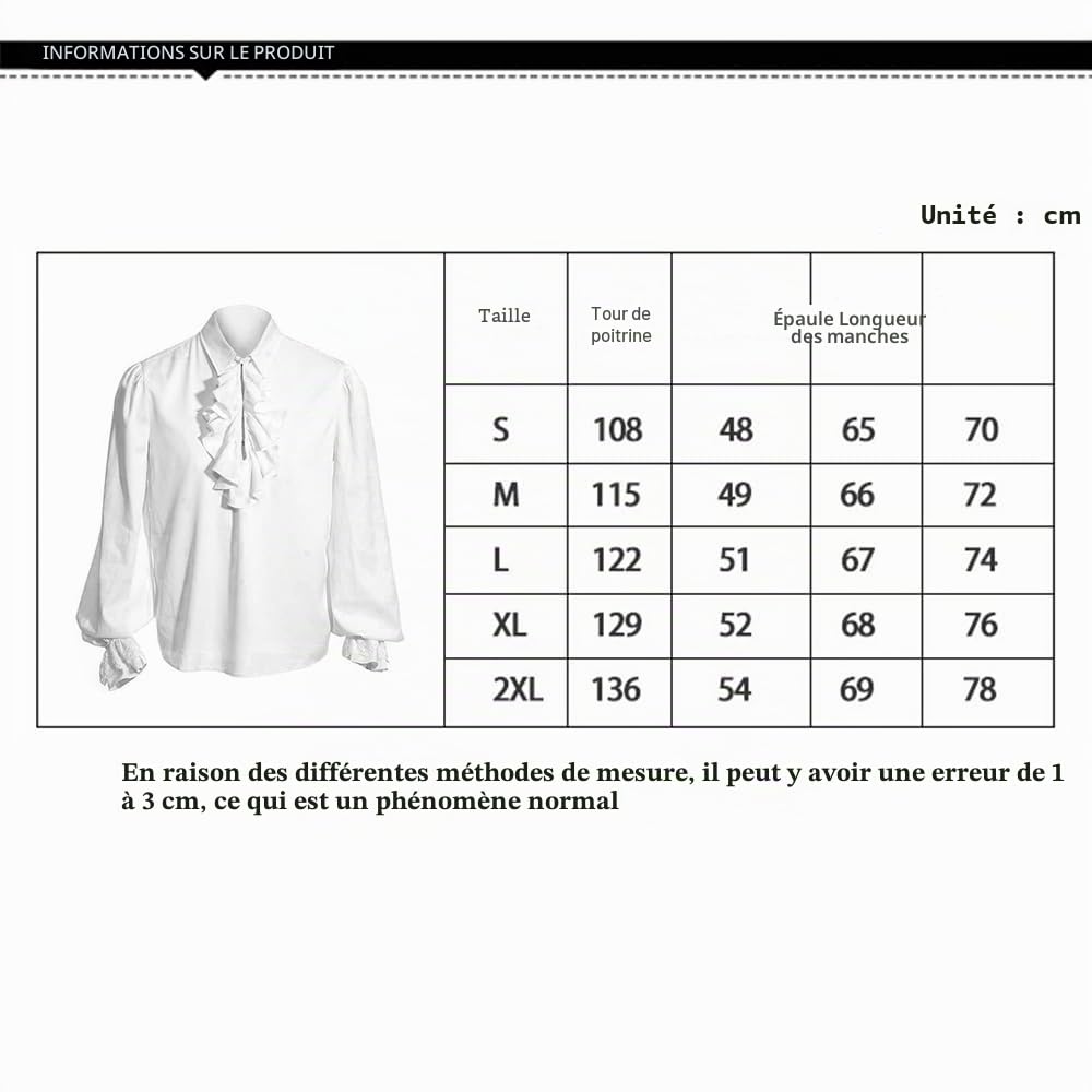 Feynman Chemise médiévale Gothique Steampunk pour Homme, Costume de Pirate Victorien, Renaissance d'halloween, Carnaval, Viking, Cosplay, Tops à Volants
