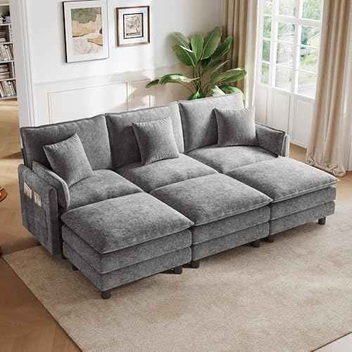 LINSY HOME 98'' Modular Sectional Sofa 3 Seat Couch Chenille