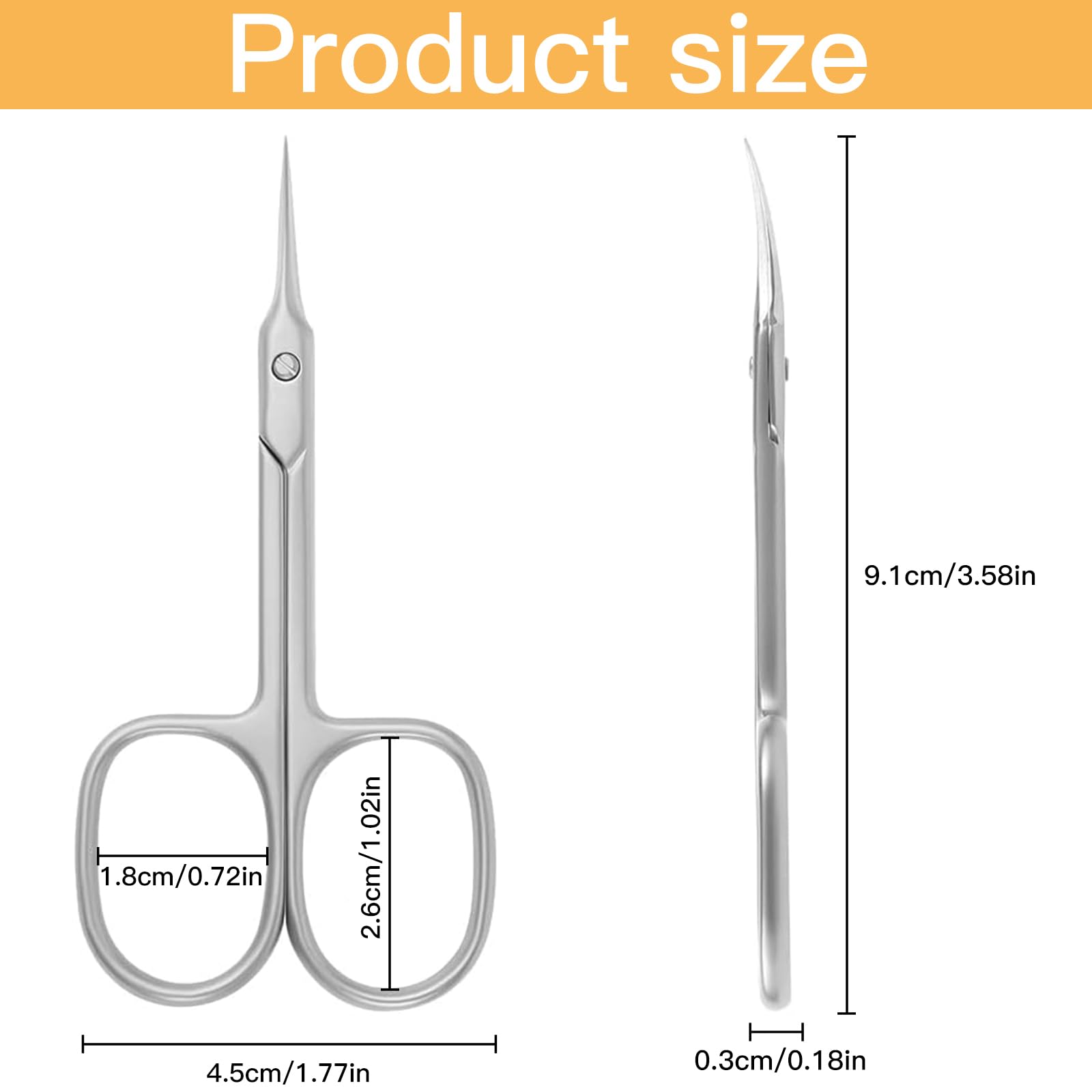 Tijeras Profesionales para Uñas, Tijeras para Manicura, Tijeras Curvas para Cutículas, Tijeras Belleza, para Recortar Cejas, Uñas, Vello Facial