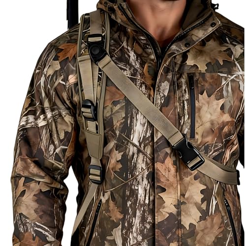 PEAKPROWESS Stalker Sling for Rifle Shotgun & Crossbow Tactical Hands-Free with Removable Swivels Quick Release & Crossbody Stabilizing Cord Universal Neoprene Padded Outdoor Hunting Strap (Camo)