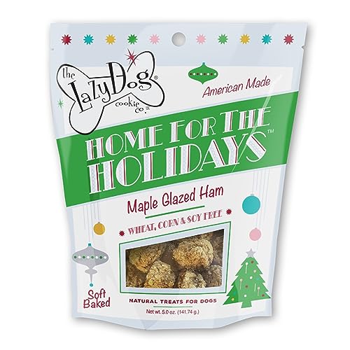 The Lazy Dog Cookie Co. - Home for The Holidays Soft Baked Dog Treats - Wheat, Corn & Soy Free - Limited Edition - Mouth Watering Maple Glazed Ham Flavored - 5 oz (HM)