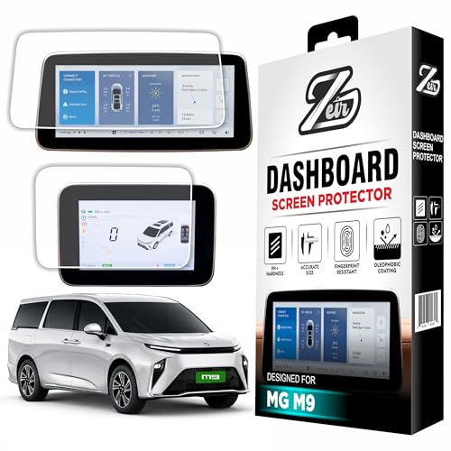 Image of ZEIR Screen Protector Combo For MG Select M9 EV - 12.3 inch Infotainment Touchscreen & 7 inch Instrument Cluster | Anti Scratch | Water Resistant | MgSelect Electric Display Guard Accessories 2025 [Not Tempered Glass]