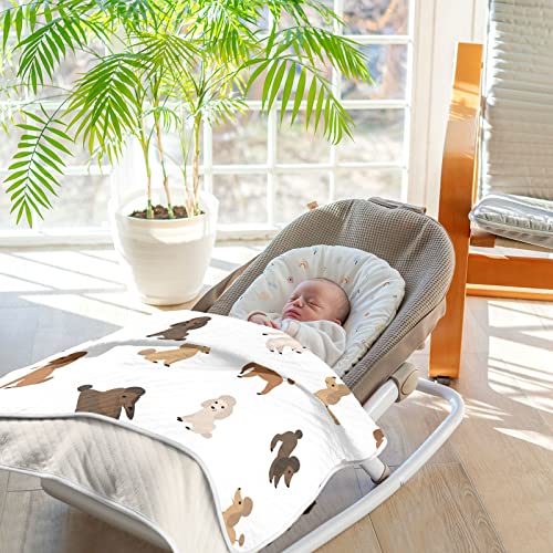 Image of Swaddle Blanket Cartoon Happy Poodle Cotton Blanket for Infants, Receiving Blanket, Lightweight Soft Swaddling Blanket for Crib, Stroller, Nursery Blankets, 30x40 in