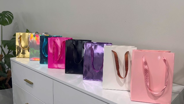 UnicoPak 30 Pack Iridescent Gift Bags - 6x3.2x8 Inch Small Holographic Party Favor Bags