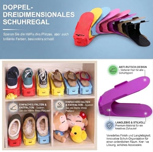 Organiseur à chaussures réglables double couche violet pack de 8 anti-glisse compact - 8