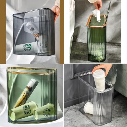 Papelera rectangular de plástico transparente delgada con tapa superior 4