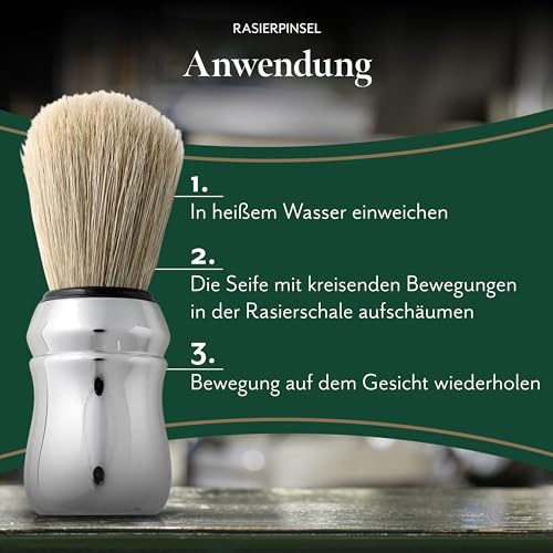 Rasierpinsel Proraso Grüne Linie mit Naturborsten und verchromtem Griff