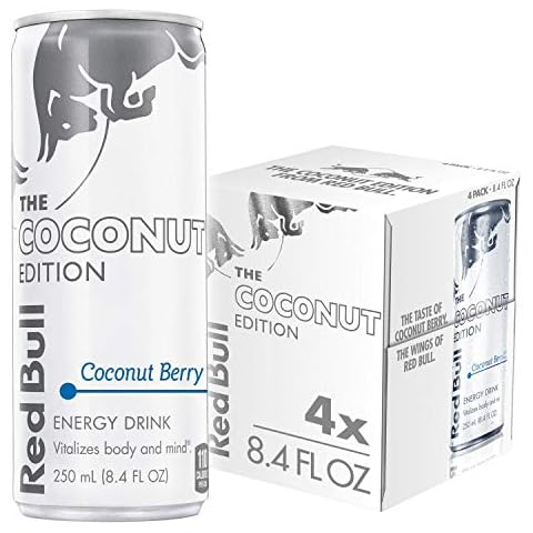 Red Bull Coconut Edition Energy Drink, Coconut Berry, with 80mg Caffeine plus Taurine & B Vitamins, 8.4 Fl Oz, Pack of 4 Cans Cover