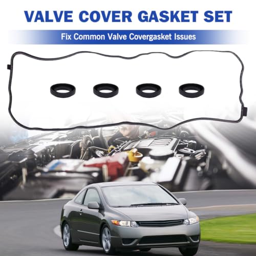 Image of VS50741R Engine Valve Cover Gasket Set for Honda Civic Honda HR-V 1.8L L4 2006 2007 2008 2009 2010 2011 2012 2013 2014 2015 2016 2017, for Acura ILX 2.0L 16V 2013-2015, Replace 12341RNAA01 VS50741R