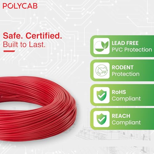 Image of Polycab OPTIMA+ 6sqmm 90M coil | Flame Retardant | Lead free | 99.97% high purity copper | Rodent protection | PVC insulated housewire [Green]
