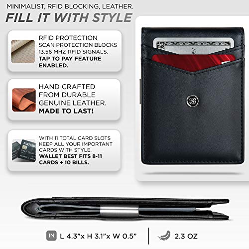 image for Suavell Leather Slim Wallets for Men. Wallet Card Holder with Money Cl