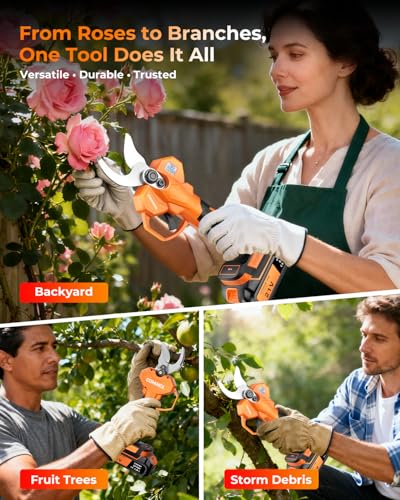 Image of 2.05'' / 56 mm Cordless Electric Pruning Shears | Longer Runtime | Brushless Motor | Anti-Slip Handle | Safety Switch | Ideal for Garden, Orchard & Tree Trimming