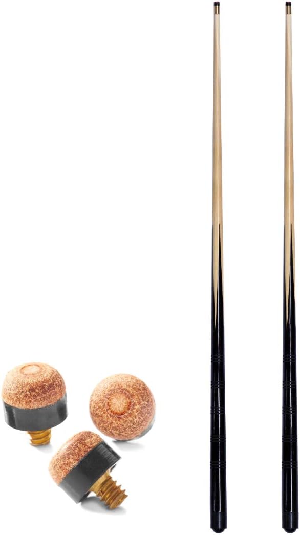 2 x 36 inch pool / snooker cues + 4 tips ;ideal 1st cue for child or for tight spots around home tables