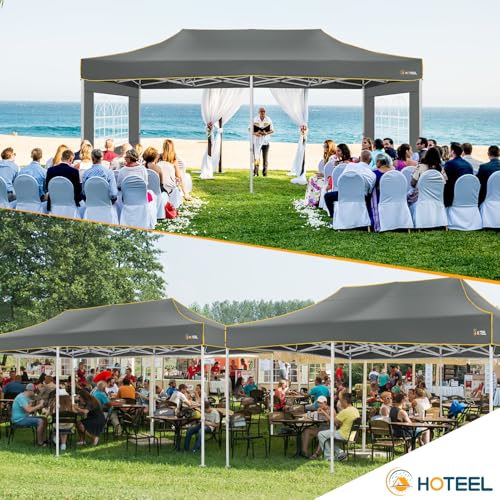 Image of Hoteel 10x20 Heavy Duty Pop Up Canopy Tent with 6 Sidewalls, Taupe