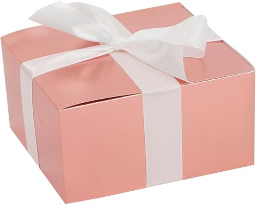 Miniatura 6 de Stockroom Plus Paquete de 10 cajas de regalo de oro rosa con tapas, cinta y tarjetas de felicitación blancas en blanco para regalos, recuerdos (8 x