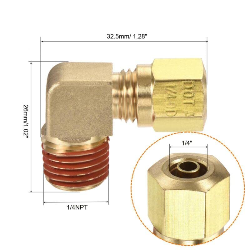 Tool parts Brass Elbow Compression Tube Fitting 1/4NPT x 1/4