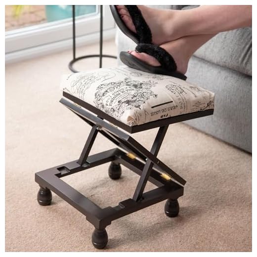 3-Position Adjustable Footstool with Solid Wood Frame, Padded Top. Ideal for Living Room, Bedroom & Office. White or Mahogany Finish