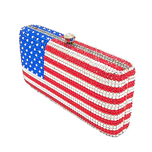 Boutique De Fgg National Flag Crystal Clutch Purses Evening Bags And Handbags For Women Formal Party Rhinestones Bags (American) #TOP2