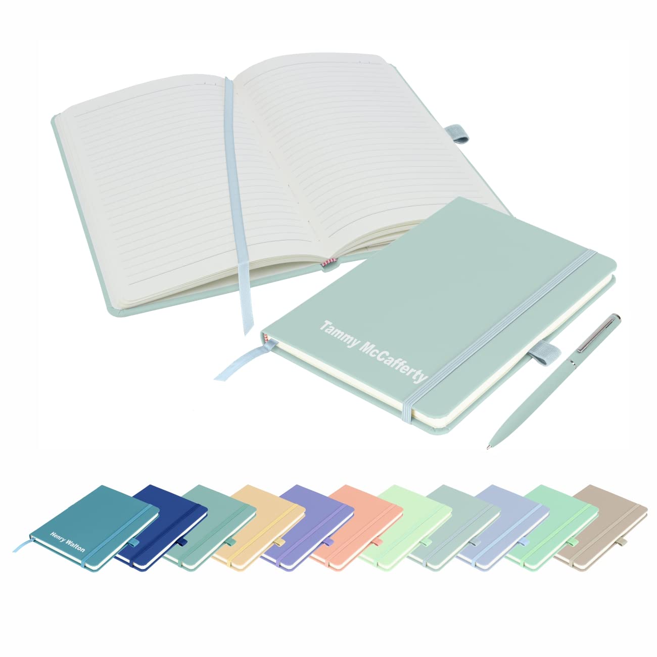 That's My Pencil Pastel Shades A5 Notebooks Personalised with name/Note Pad- Printed with Name with a matching pens (Pastel Celeste) — image 1