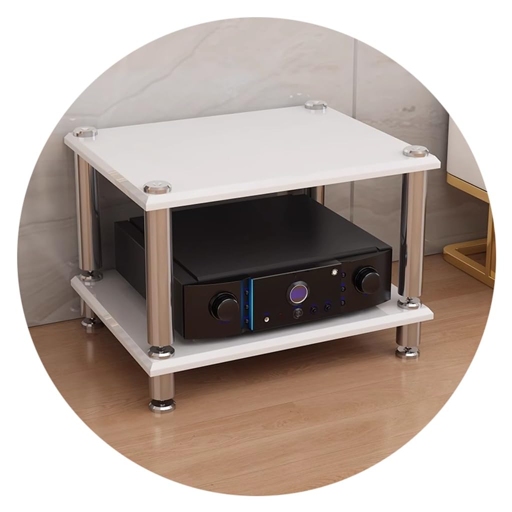 Meuble Audio HiFi Compact Blanc pour Éviter la Surchauffe de l'Amplificateur