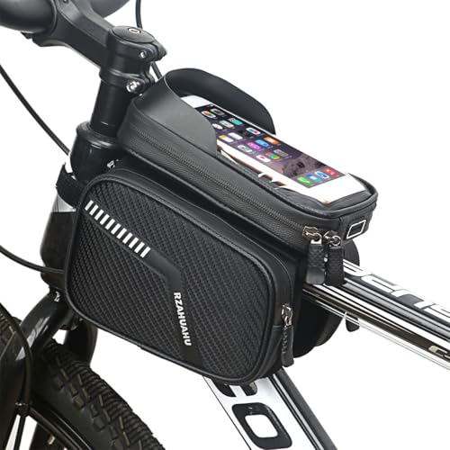 Bike Frame Bag with 2 Side Storage Pockets Bicycle Top Tube Phone Bag with Sensitive Touch Screen,Waterproof