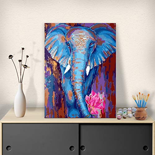 TONZOM Malen nach Zahlen Tiere, Malen nach Zahlen Kit für Erwachsene Kinder Anfänger 16 x 20 Zoll Leinwand Blauer… – Bild 3