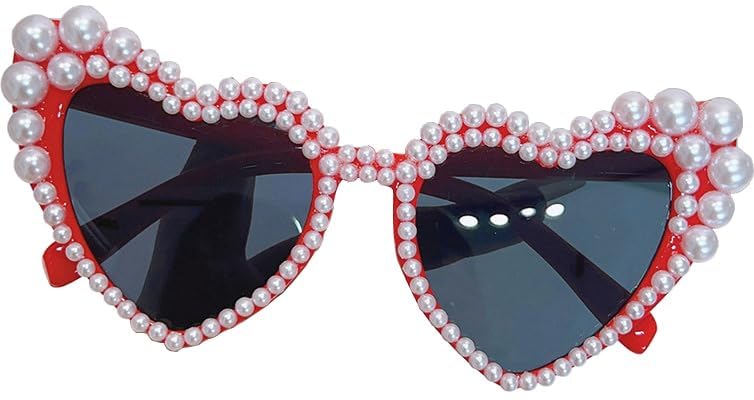 Heart Sunglasses,Love Pearl Sunglasses for Festival,Bling Sunglasses UV4002