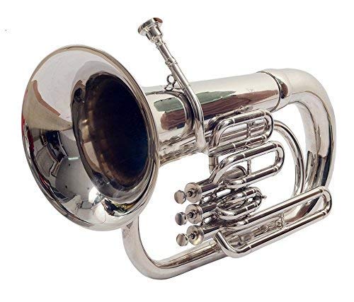 Euphonium Brass Instrument for Beginners & Professionals | Includes Hard Case, Mouthpiece, Cleaning Cloth, and Gloves | Ideal for Brass Band Performance (Brass Silver) with Bag-image-41