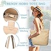 VASCHY Sac Cabas Femme Plage Paille, Grand Sac à Main Fourre Tout d'Été Tissé Boho Recyclable Léger avec Fermeture Éclair pour Voyage Vacances Beige #4