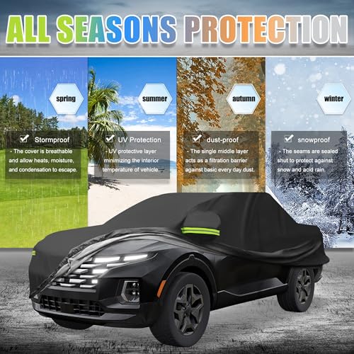 Image of uxcell Truck Car Cover for Hyundai Santa for Cruz 2021-2023 Outdoor Waterproof Sun Rain Dust Wind Snow Protection Black